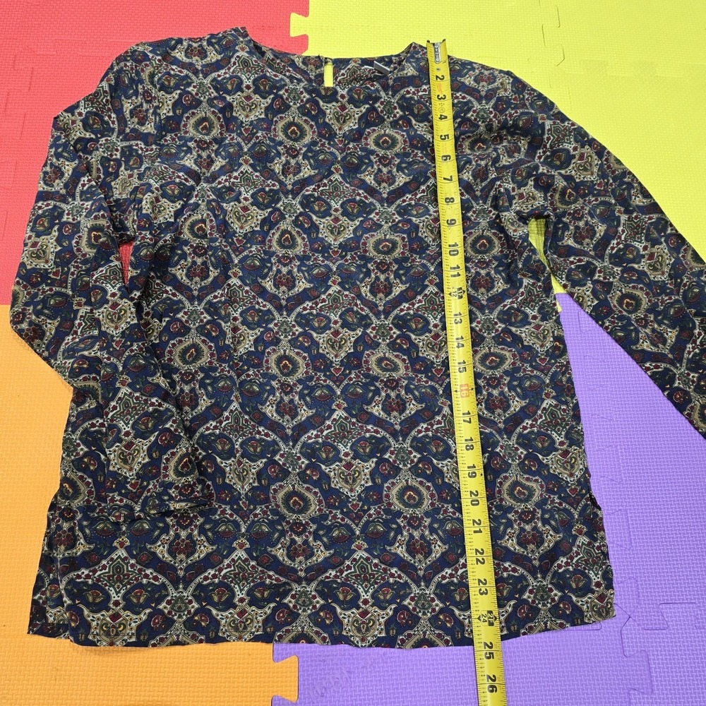 VINTAGE Hope 100% Silk Paisley Blouse Long Sleeve Button Up Size 6 Religious Tag